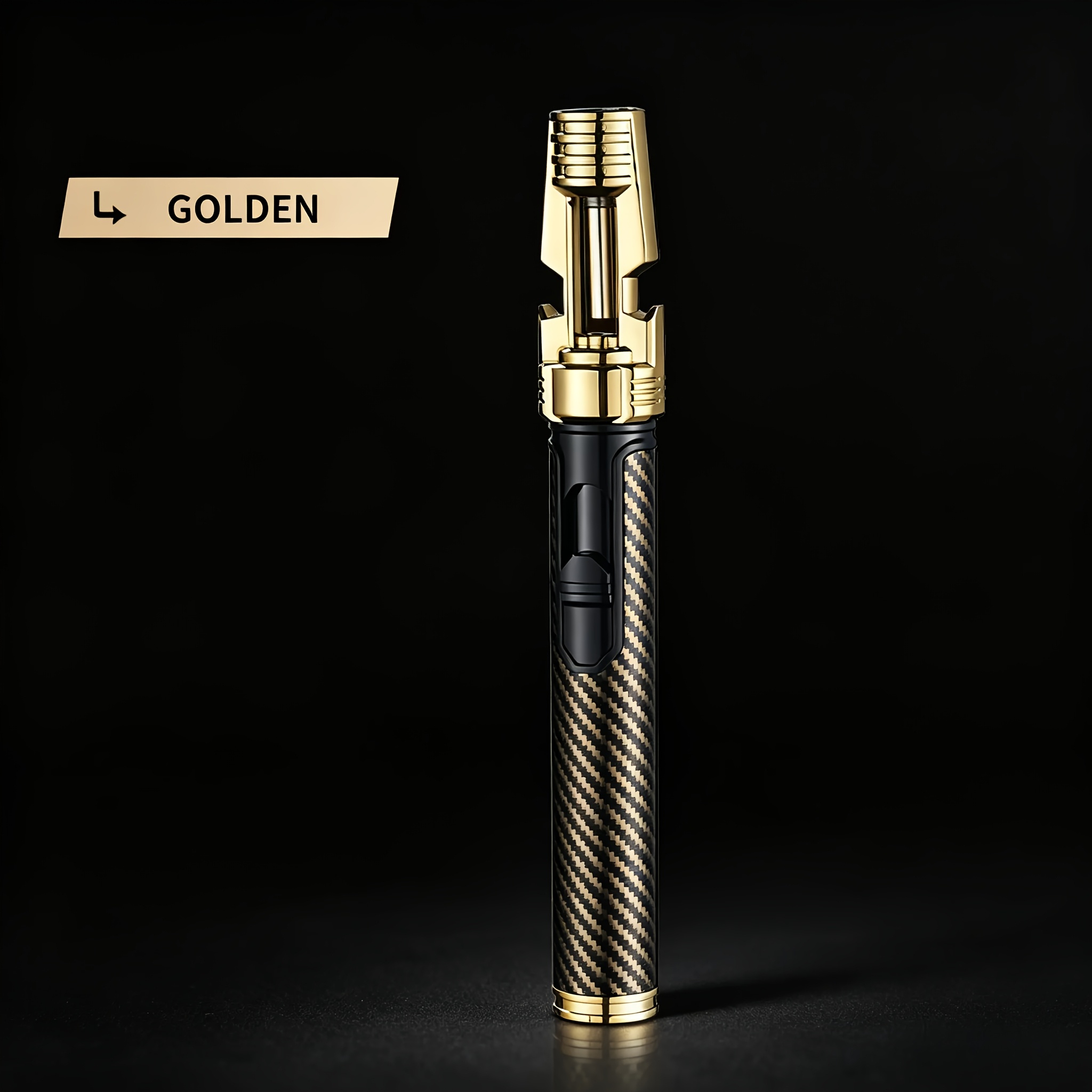TEMU Premium Alloy Lighter Featuring A Carbon Fiber End, Handheld Jet Flame With Windproof, Offering Efficient Heat Dissipation, Easy To Operate And