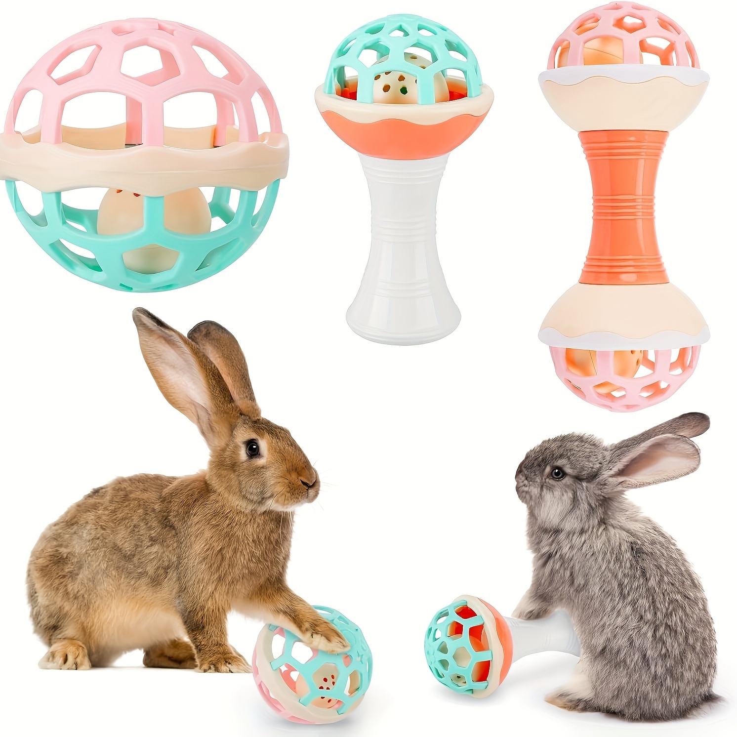 

3- Interactive Rabbit , Plastic Set, Safe For Small - For , , Guinea Pigs,