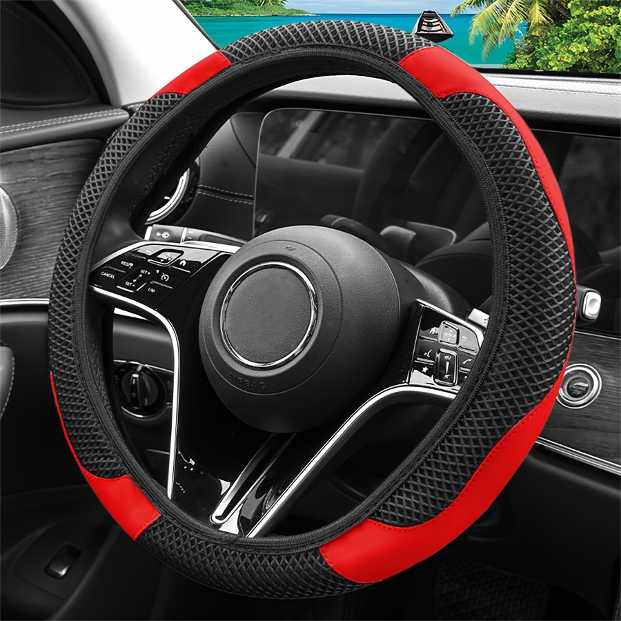 

15" Anti-slip Microfiber Faux Leather Steering Wheel Cover - Breathable, Stretch- For Suvs, , Sedans, Cars, Trucks - No Required