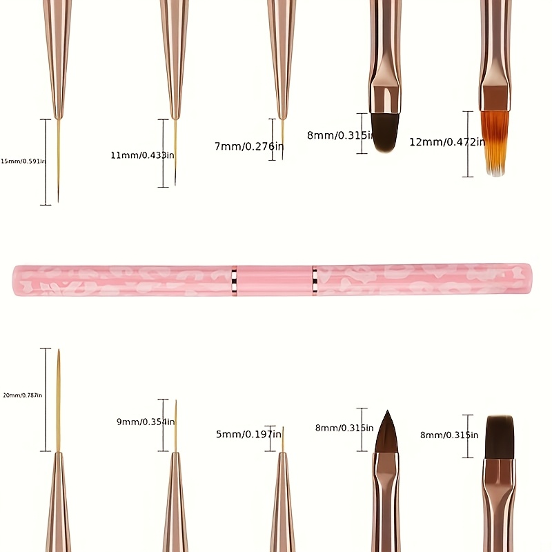 5pcs Professional Nail Art Brush Set with Dual-Ended Handles