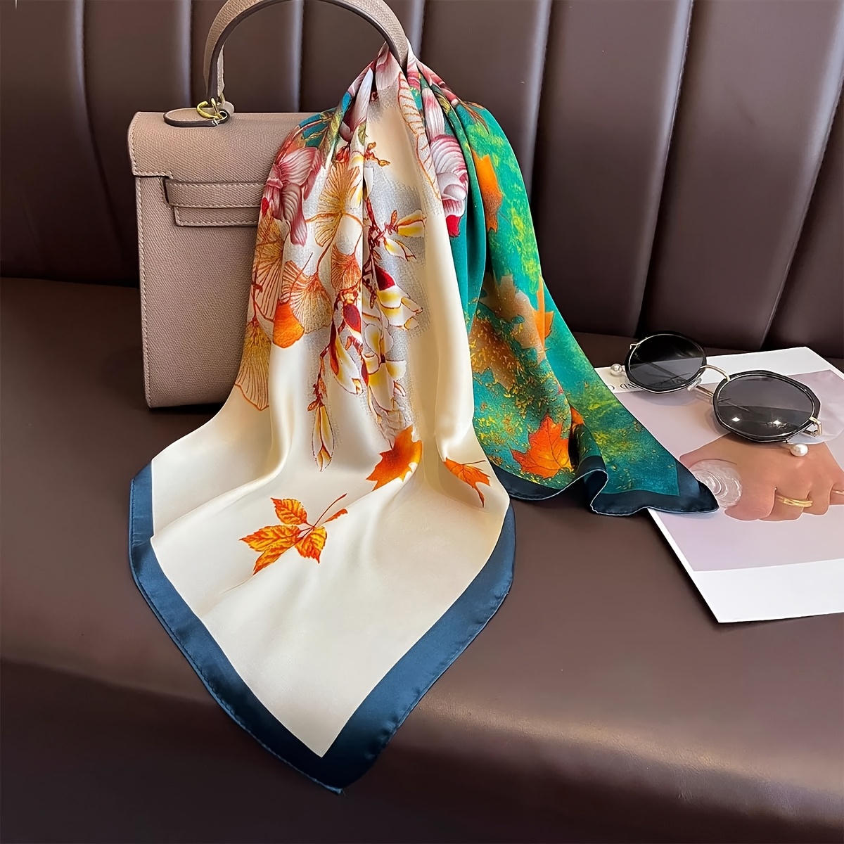 E-shop Modischer Schal mit Blumenmuster, Material, Kontrastdesign, Multifunktional, Strandparty, Tägliche Ausflüge, Schal