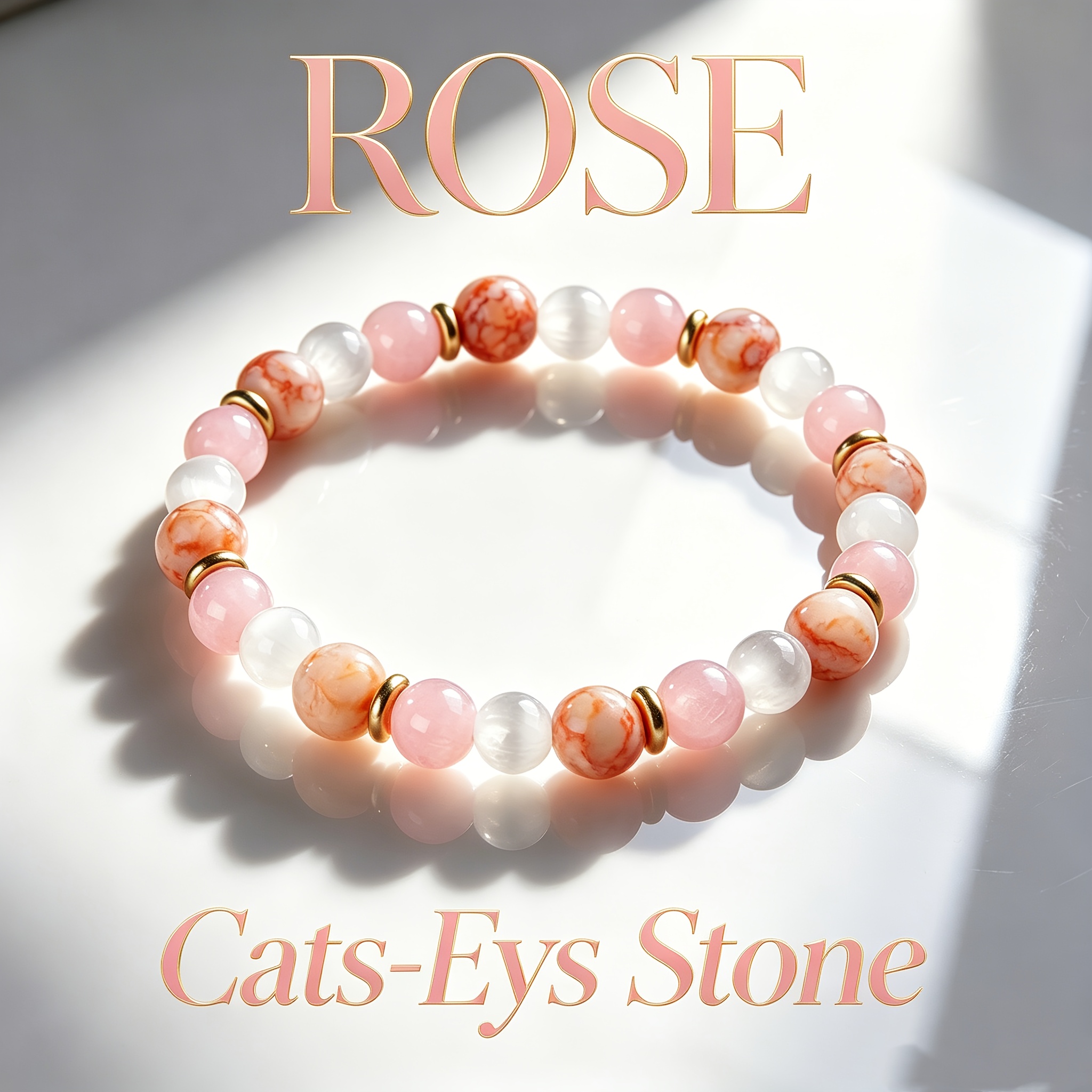 Natural Rose Quartz Bohemian Bracelet, Elegant Gift