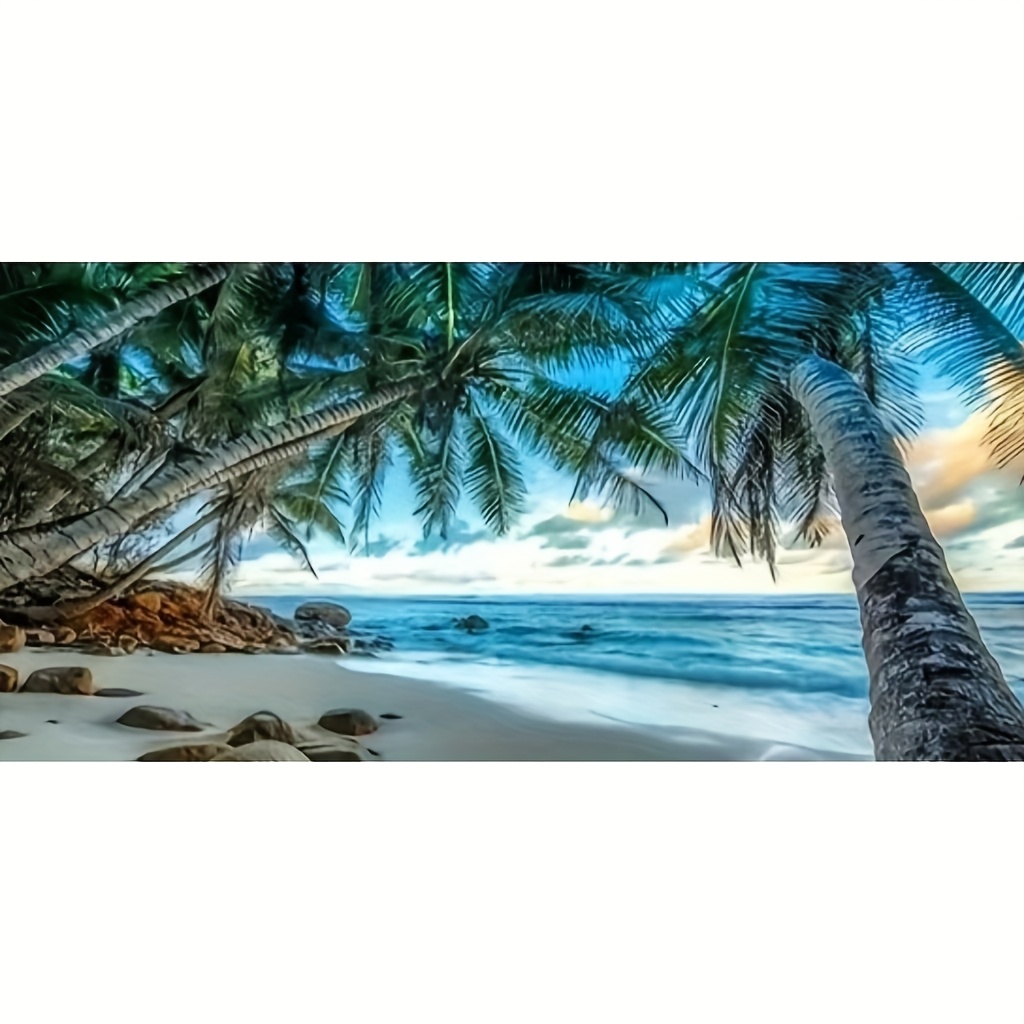 

Tropical Beach & Palm Trees 5d Diy Diamond Painting Kit, Round Diamond Art Set, Canvas Wall Decor, 70x40cm, For Beginners, Ideal Gift For Birthdays Or Holidays