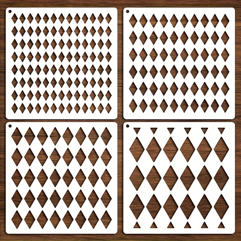 TEMU 4 modèles réutilisables pour peinture diamant avec toile découpée de et géométriques - Pochoirs DIY adaptés aux , amateurs, décoration