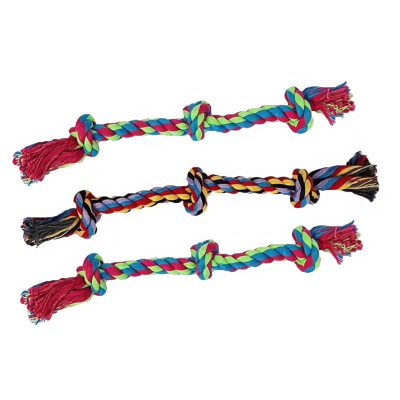 3pcs Knotted Bite-resistant Dog Toys For Chewing And Teeth Cleaning, Interactive Game Suitable For Puppies Random Color