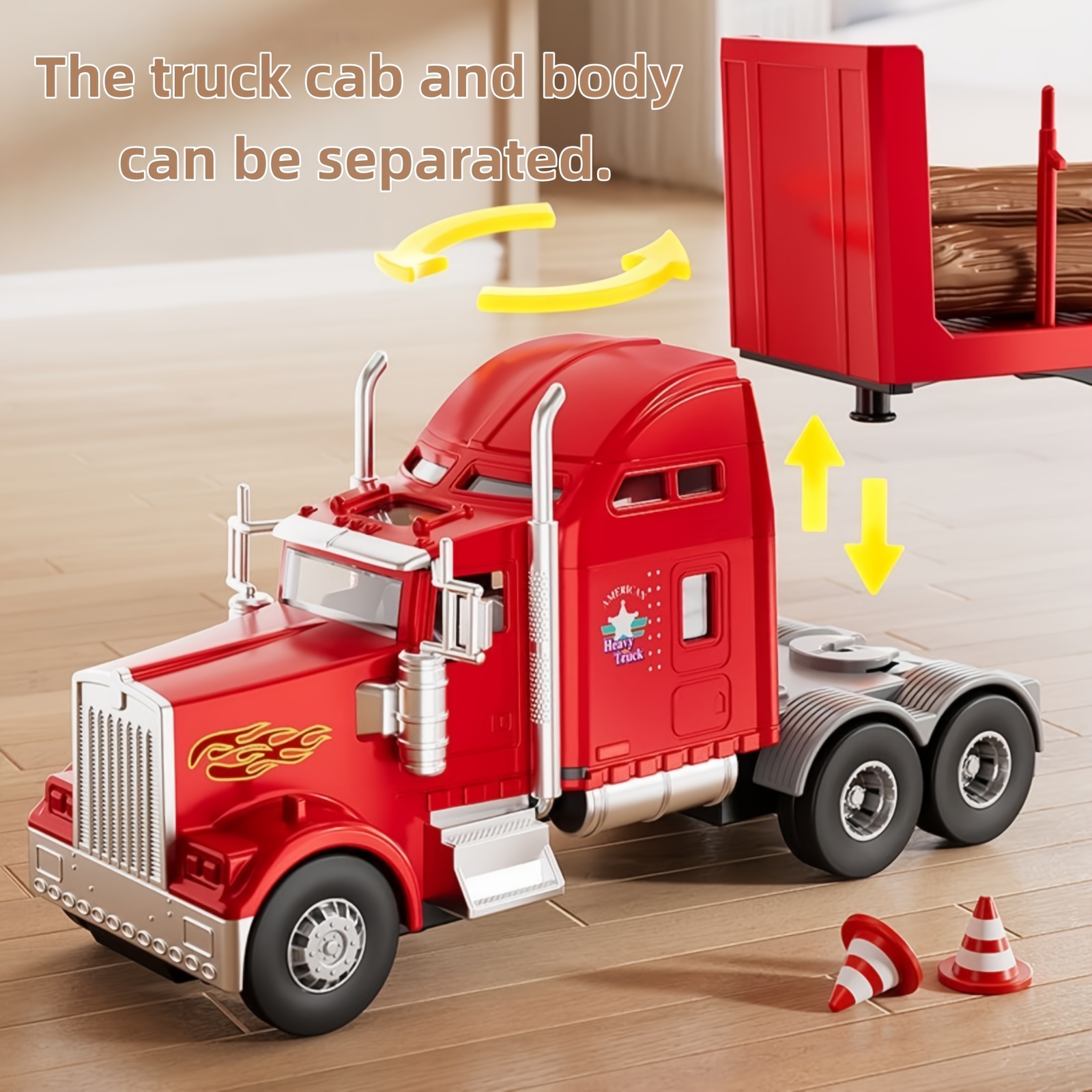 Heavy-Load Inertial Semi-Trailer Model Engineering Vehicle Toy
