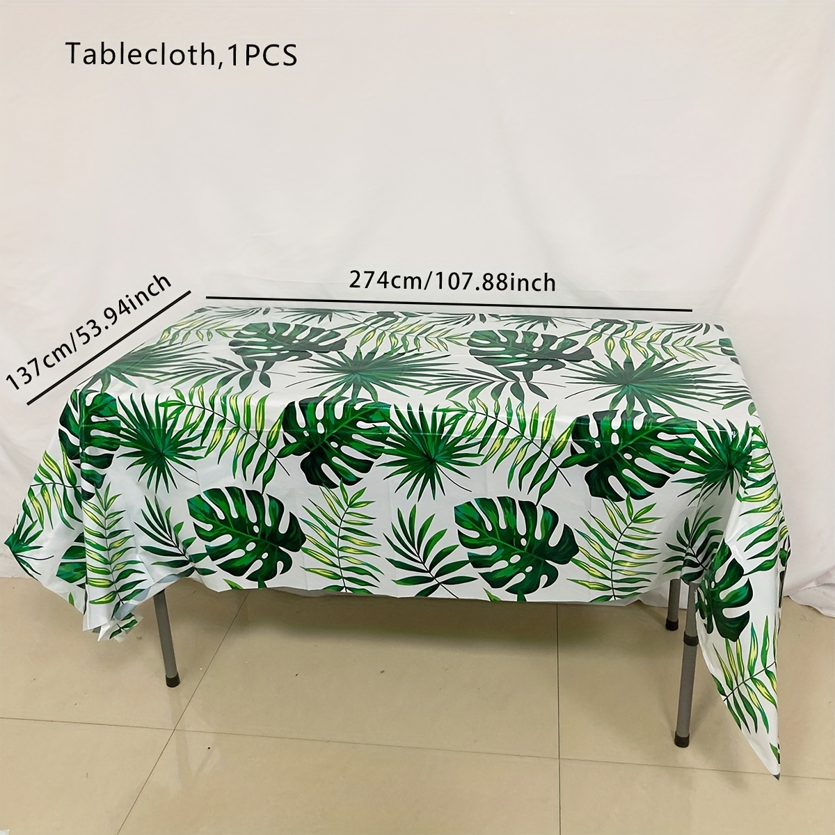 

1pc, Hawaiian Leaf Theme Party Tablecloth Decoration Items Birthday Party Decoration Tablecloth Disposable Tablecloth 137*274cm Hawaiian Leaf Theme Tablecloth Party Decoration