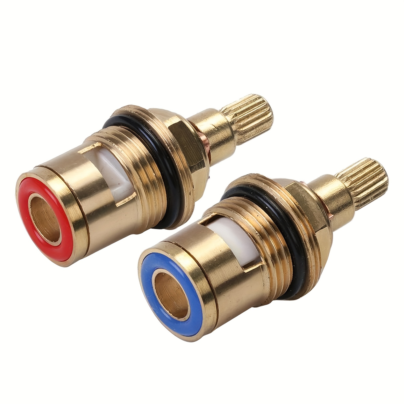 2-Pack Faucet Cartridge Replacement – 1/2 Inch 20-Spline Brass Ceramic Cartridges For Hot & Cold Water, Bathroom & Kitchen Sink Faucets