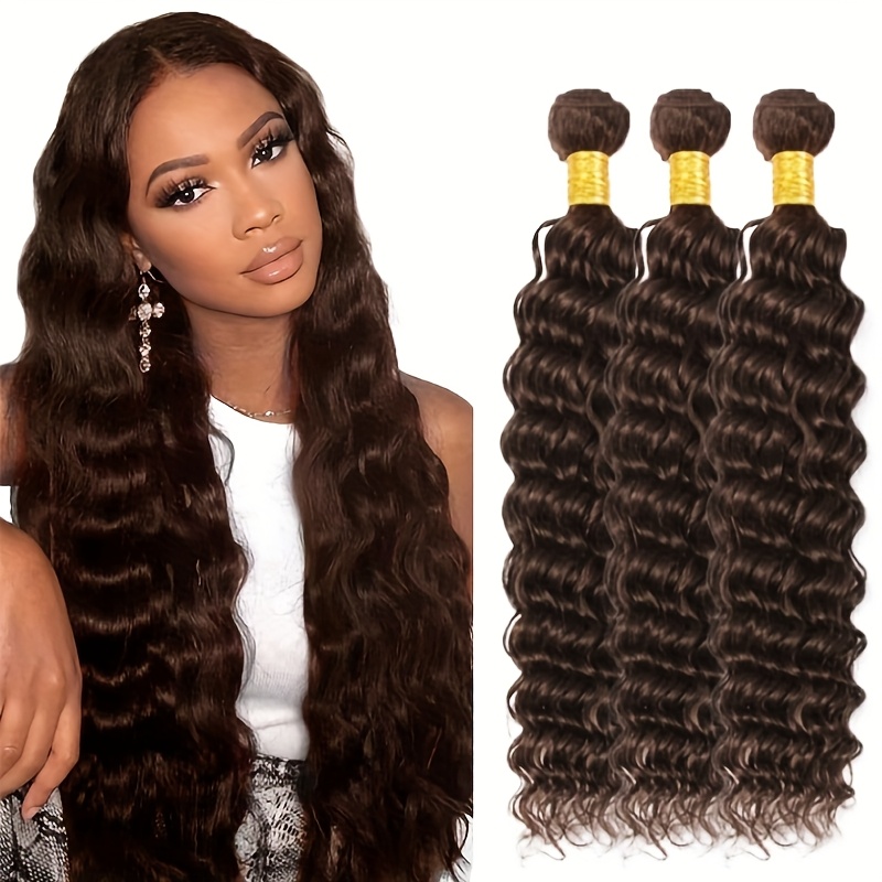 set 3 chocolate brown human hair bundles deep waves 4 dark  display picture 3