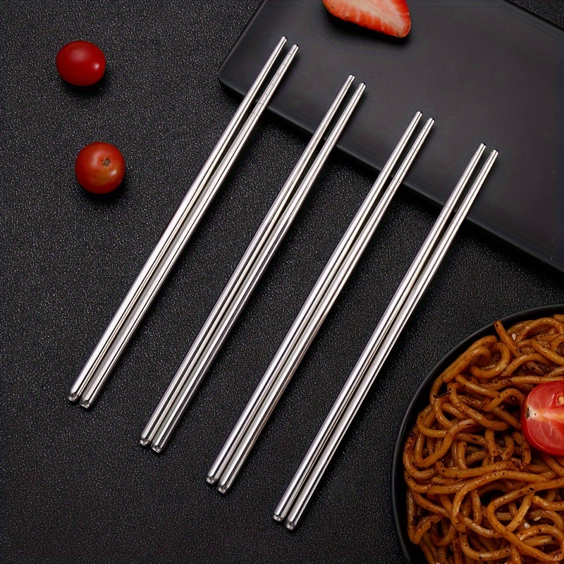 

5 Pairs Chinese Chopsticks Stainless Steel Non-slip Sushi Chopstick Korean Japanese Food Metal Sticks Kitchen Tableware Set