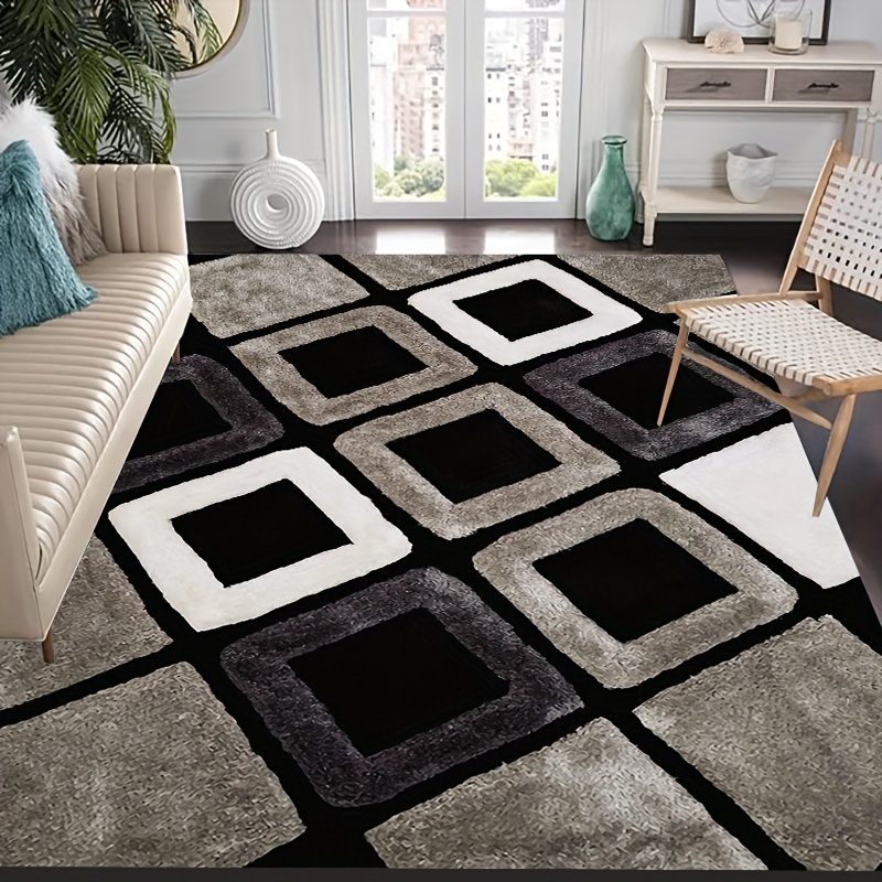 

1pc Non-slip Floor Mat, Geometric Color Block Splicing Print, Machine Washable, Household For Living Room Decor Carpet, Bedroom Décor Rug, Popular Fantastic Area Rug