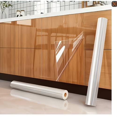 a roll of transparent oil proof wall protection film static cling removable protective film 300cm 118 11 inches long 60cm 23 62 inches wide suitable for cabinet home and wall covering no needed easy to clean washable wallpaper