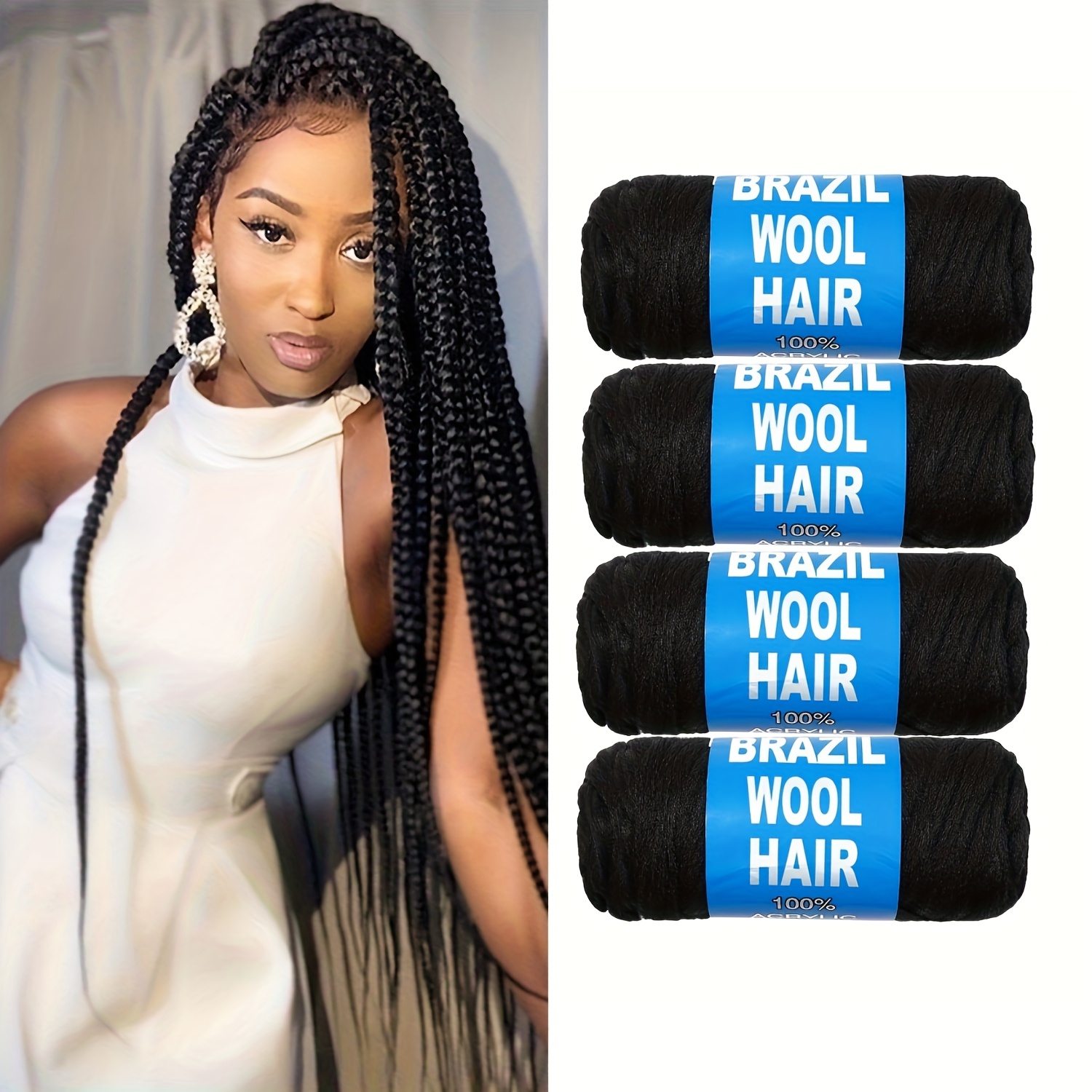 2 paquetes/4 paquetes/6 paquetes de hilo acrílico brasileño para trenzas  */trenzado senegalés/enrollado, Suministros para Trenzar, Estilizado  Protector, Diseño * Envoltura * Material * Hilo * Calidad, ..., image size:1500x1500