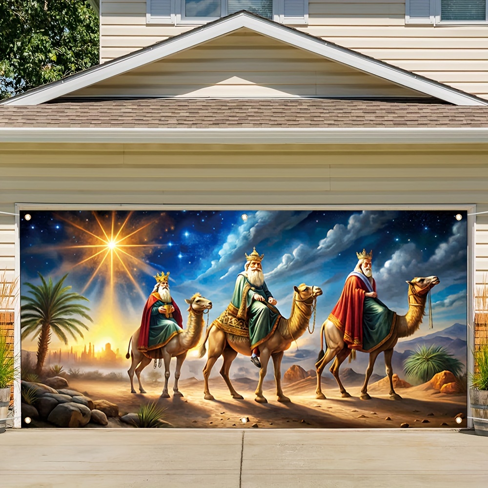 

Christmas Garage Door Banner - Star Of & Design, Polyester, 157x71 Inches - Home, Outdoor, Garden, And Commercial Holiday Decor