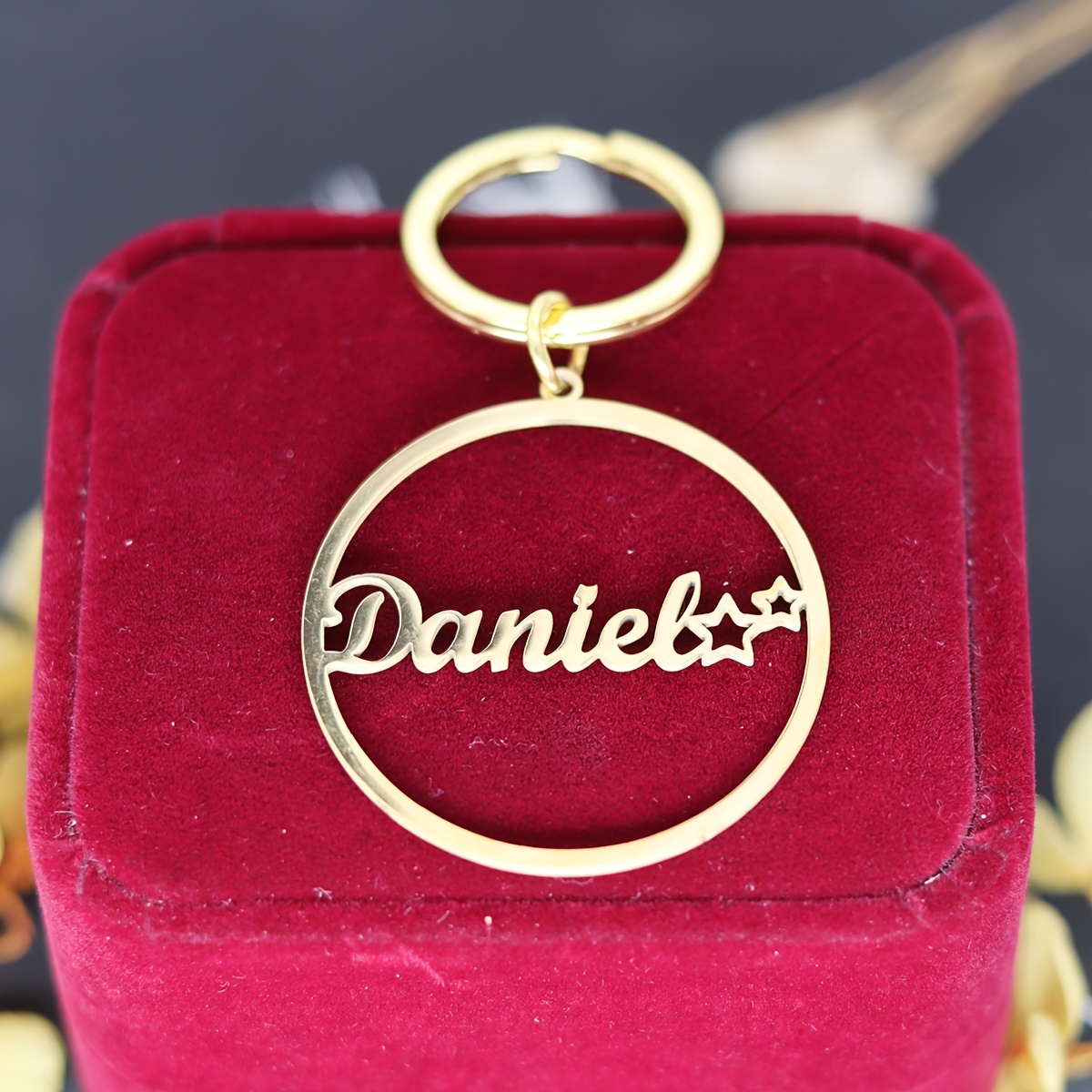TEMU A Personalized Custom Keychain - Customize With Name/letter/text - Stainless Steel Keyring - Open Closure - Perfect For Christmas, Valentine's