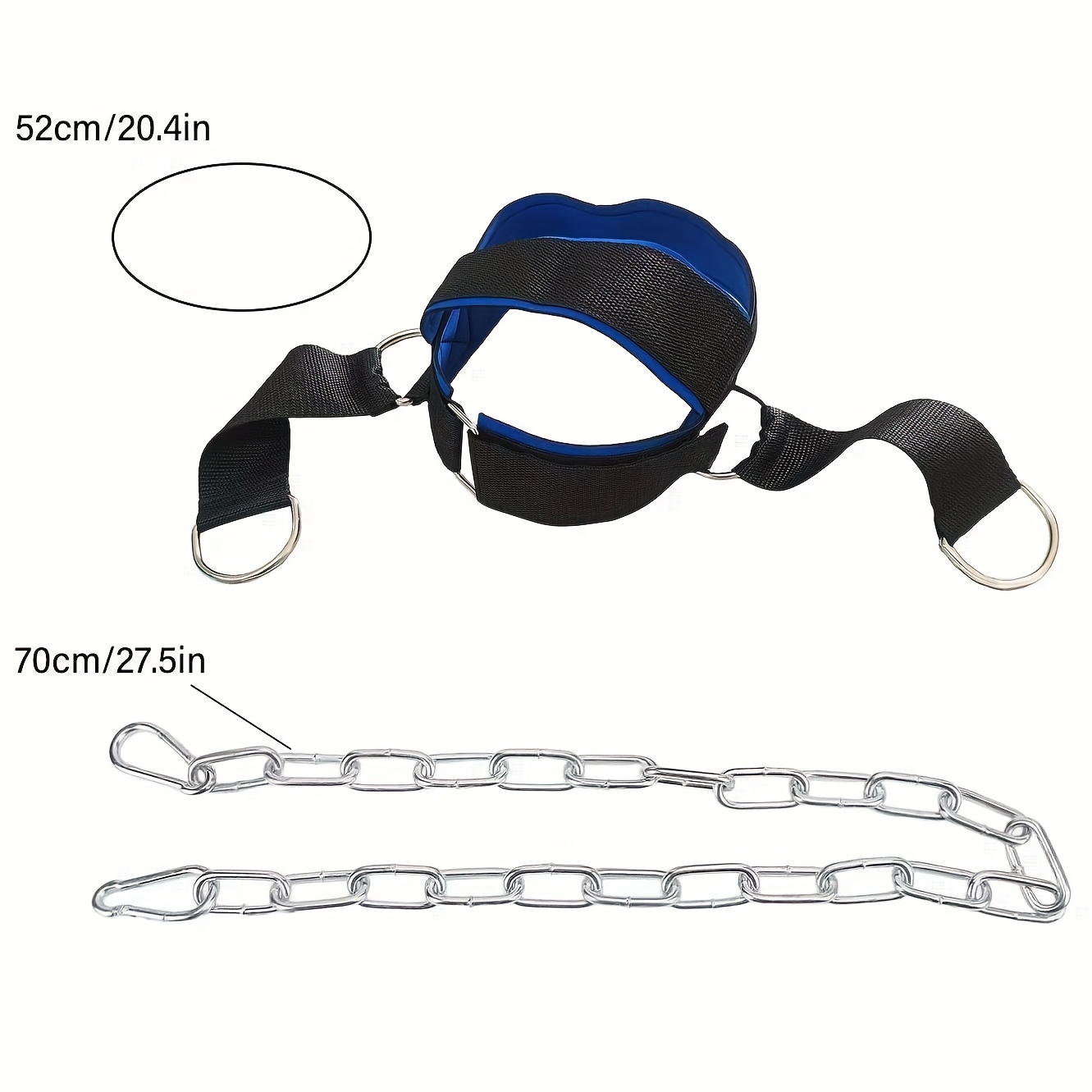 1pc Black & Blue Heavy-Duty Steel Neck Trainer - Adjustable Ergonomic Design for Strength Training, Workouts & Rehabilitation - Portable for Home Gym, Sports & Fitness Use, Gym Accessories, Secure Strap Feature