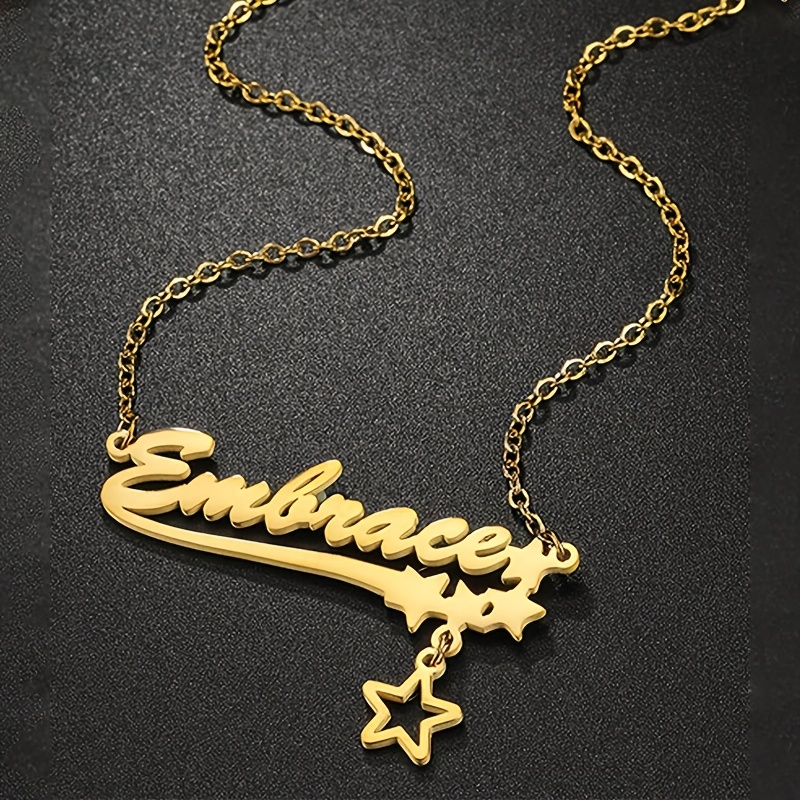 Custom 18K Gold-Plated Star Pendant Necklace for Couples