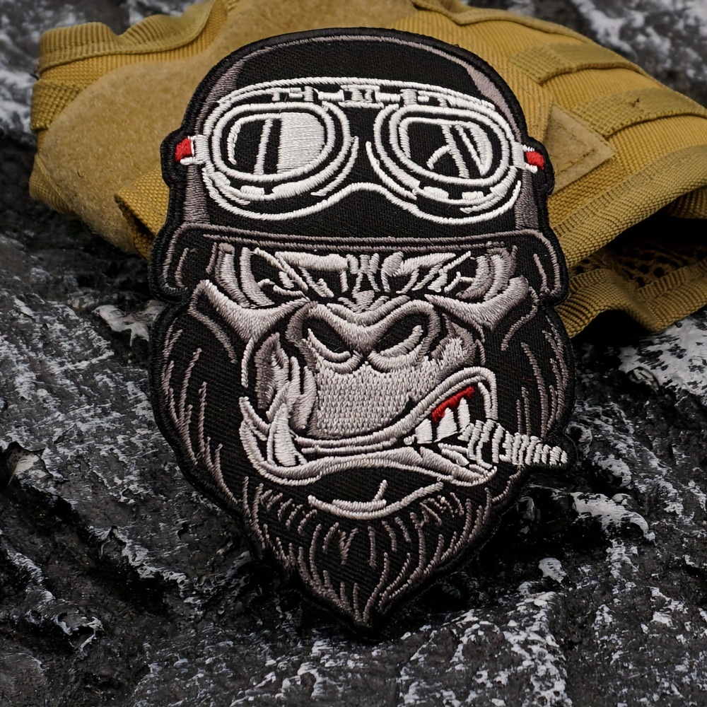 

Gorilla Embroidered Patch - Iron-on/sew-on Applique For Denim Jackets, Motorcycle Clubs & Vests - Black/grey/white