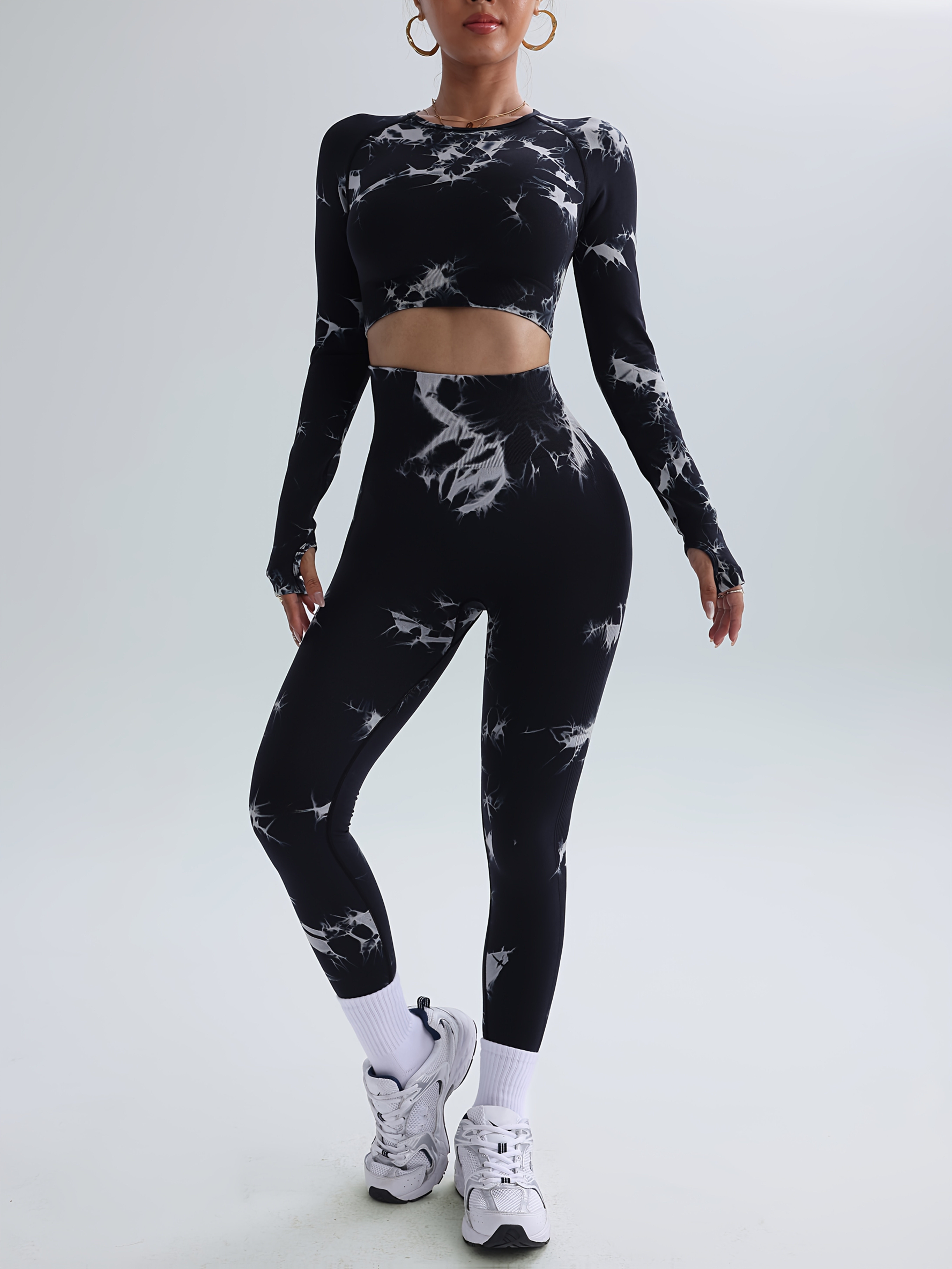 Women'S New Seamless Tie Dye Sports Pants with Leggings, Suitable for Waist Cinching, Belly Tightening, Hip Lifting, And Leg Shaping, Suitable for Outdoor Sports, Fitness, Running, And Yoga Wear, All Season Version