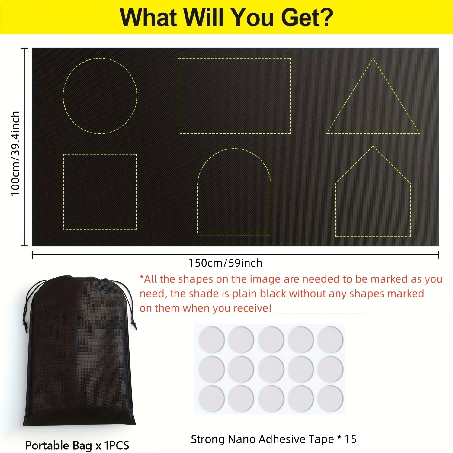 TEMU Cortinas opacas portátiles para ventanas, cortinas opacas de viaje, persianas opacas temporales de material 100 % para dormitorio, , viajes,