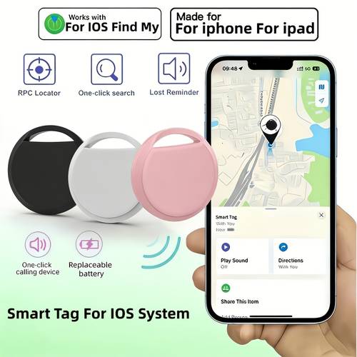 mini wireless key finder works with iphone ios bt distance accurate positioning anti loss reminder locator for keys wallets suitcases sound 75db replaceable battery