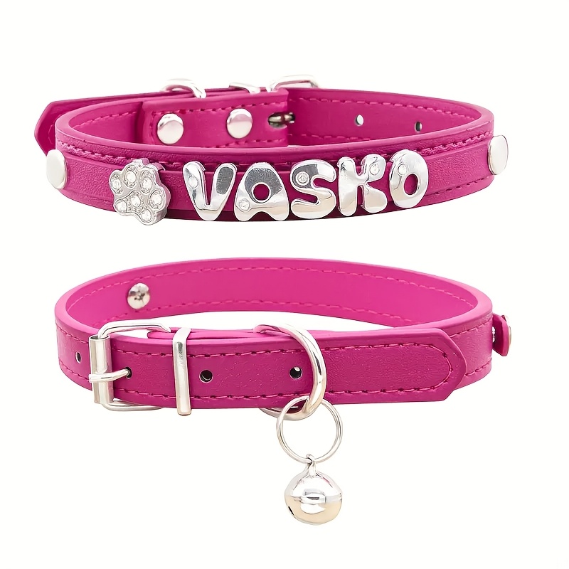 TEMU 1pc Personalized Pet Collar With Custom Name Tag And Pendant - Diy Letter Dog Collar, Adjustable Accessory For Identification And Anti-lost Use,