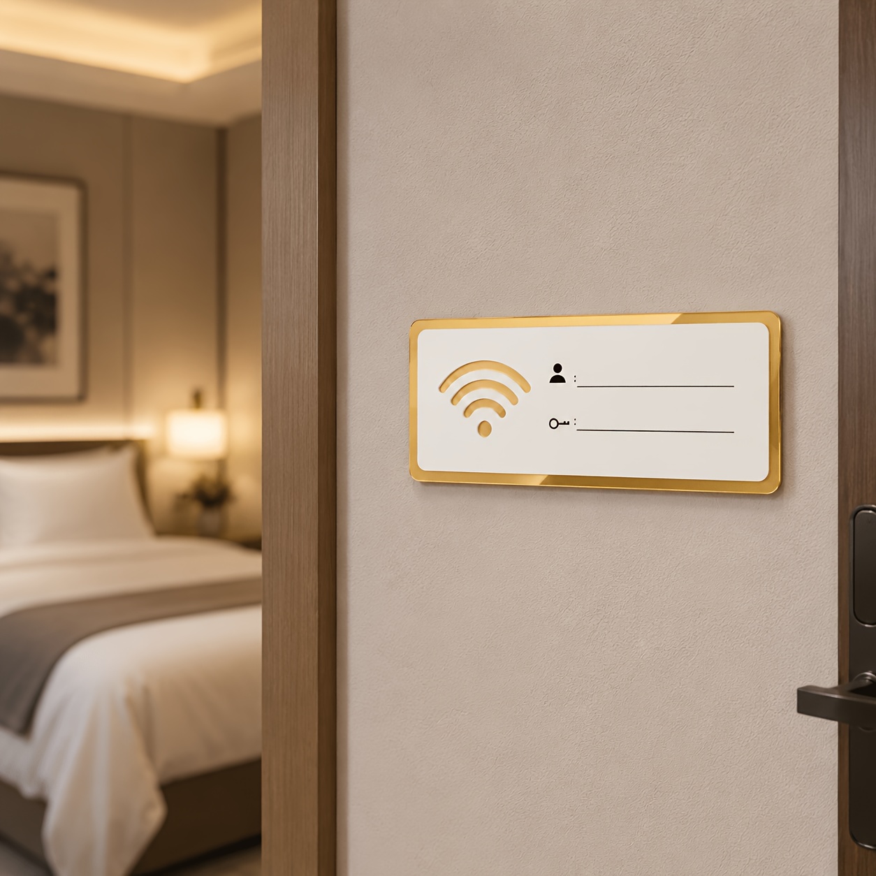 Image of 2d Flat, Wireless Network Sign Office Decoration Wall-mounted Wooden Plaque Living Room Essential Vacation Home Network Password Sign Wall Wireless Network Sign