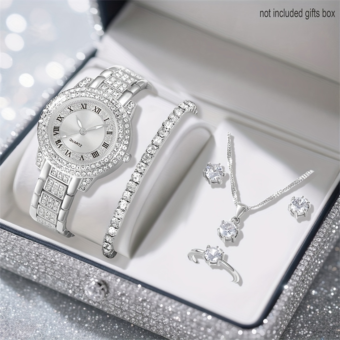 Fashionable 6pcs Set, Chic Women's Casual Watch And Jewelry Set - Perfect Gift For Mom Or Her
