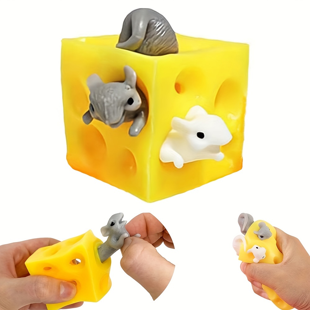 3pcs * Fidget Toys Rubber Simulated Cheese With 2 * Stress Anxiety Sensory  Relief Toy Kids Adults Gift Party Favor Desk Decoration