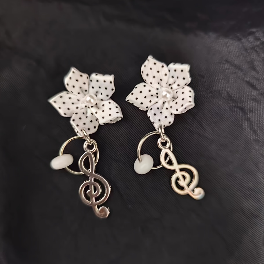 E-shop 1 Paar Handgefertigte Polka Dot Element Note Stern Ohrstecker Ohrringe Blume A25
