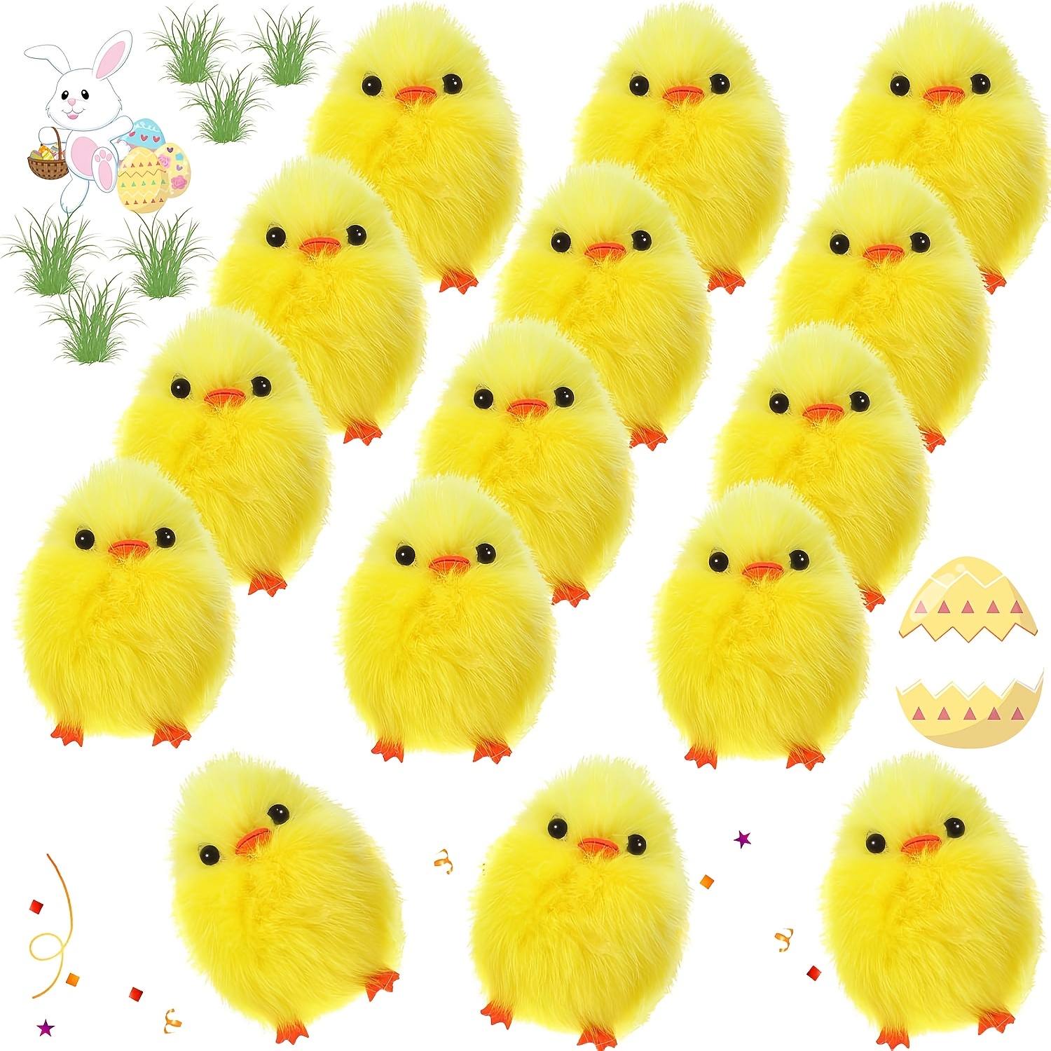 

12pcs Mini Easter Chicks, Yellow Fuzzy Chicks For Easter Party Decorations, No Electricity Needed, Featherless, Ideal For Egg Hunt & Bonnet Accessories, Decorations|decorative Chicks| Decor