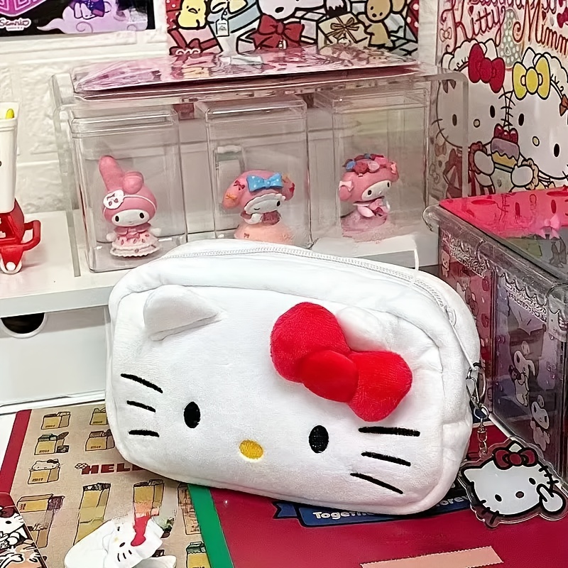 

Une seule pack de sac de maquillage en peluche Sanrio Hello Kitty, étui à crayons de grande , sac d'accessoire pour femmes élégant.