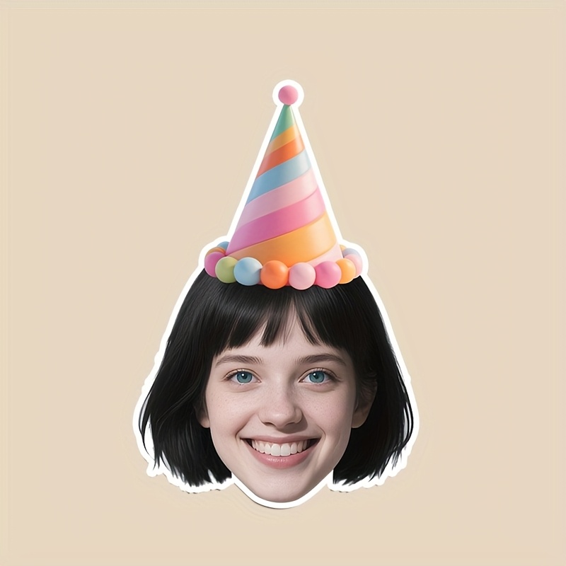 Image of Custom 1.77/2.36-inch Photo Stickers, Birthday Stickers, Birthday Hat Stickers, Personalized Stickers, Diy Birthday Gifts.