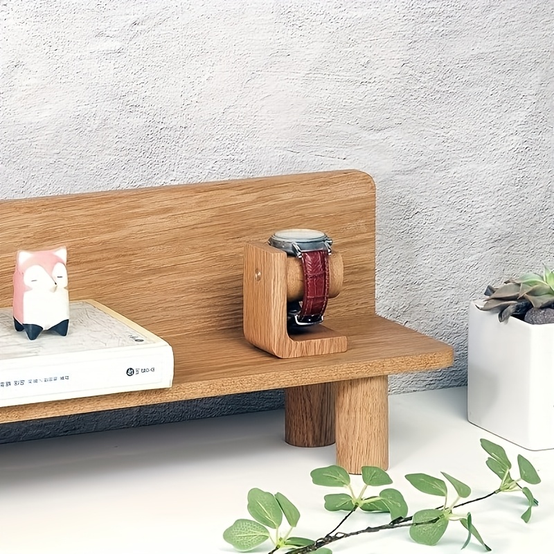 elegant solid wood watch display stand leather strap Temu United