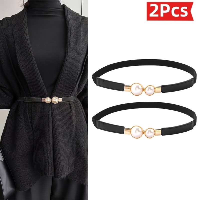TEMU 2pcs Women' Elastic Waist Belts - Black, Red, White Skirt And Dress Belts - Versatile Designer Accessories For Casual , Weddings, Parties |