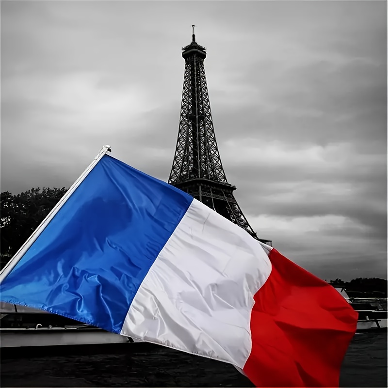 

French National Flag 3x5 Ft, Durable Polyester Material With Double Stitching And Brass Grommets, Weatherproof France Flag For Outdoor Display