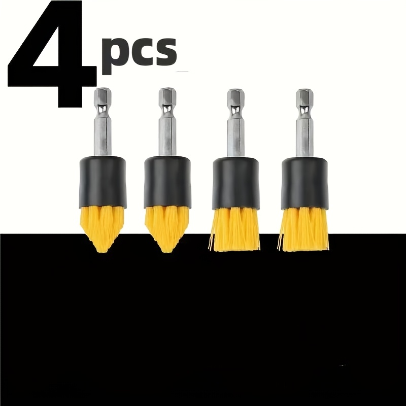 2/4pcs Mini Drill Brush Attachment Set - Versatile Grout & Tile Cleaning Kit, 3/4" Wide Head For Home, Kitchen, Bathroom Detailing - Electric Drill Not Included