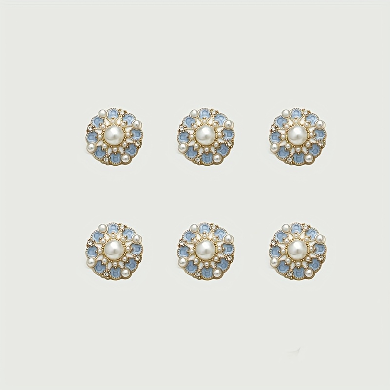 E-shop 6er Set Klassische gepunktete Öl-Runde Perlen Blumenförmige Metallknöpfe Geeignet für Mantel Dekorationsknöpfe Anzug Mantel Blumenknöpfe Kleider