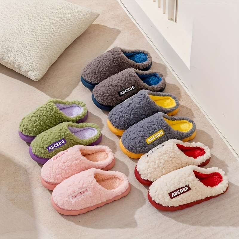 

Warm Slippers Indoor Winter Household Shoes With Fabric Upper Fur Lined Bedroom Cozy Indoor House Shoes For Men And Women