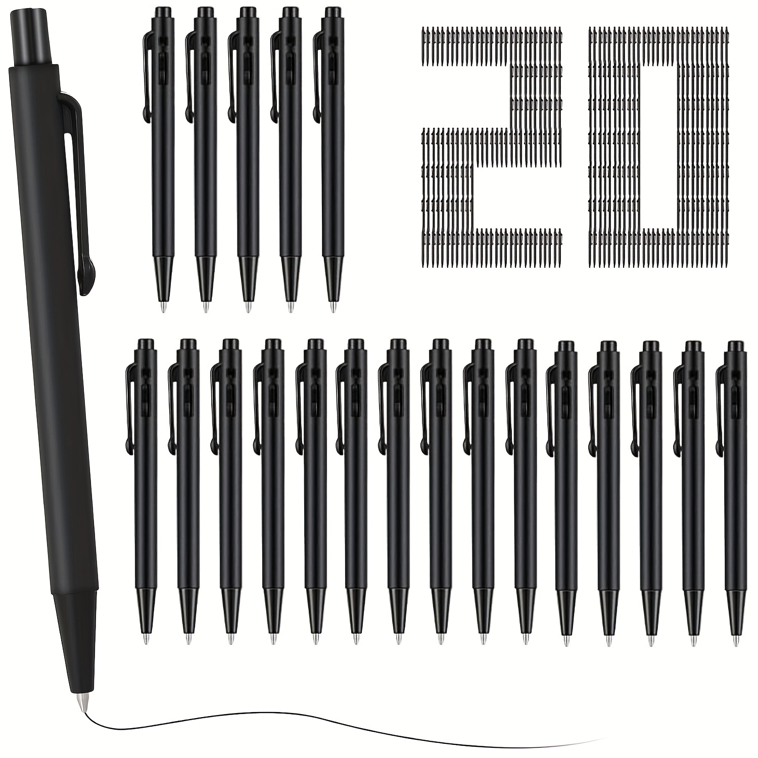 Image of 20/80 Count 4-inch Mini Ballpoint Pens, 0.7mm Fine Point Retractable Ballpoint Pens With Clips, Suitable For Notebooks, School And Office (black And White)
