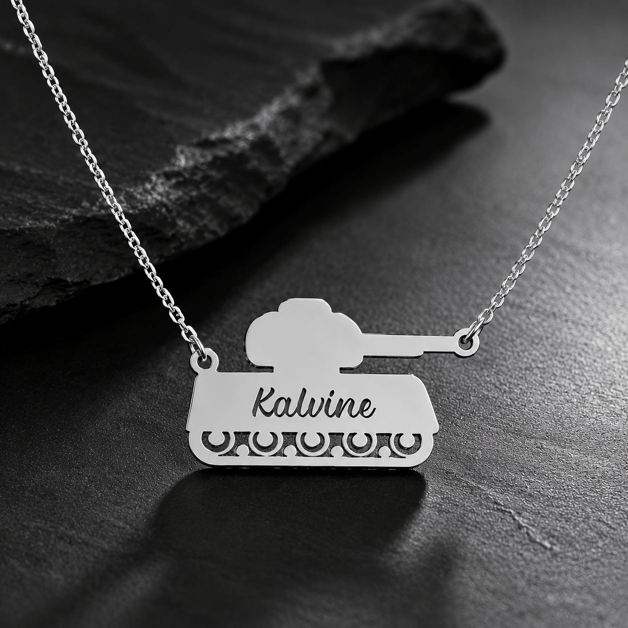 Custom 18K Gold Plated Tank Name Necklace