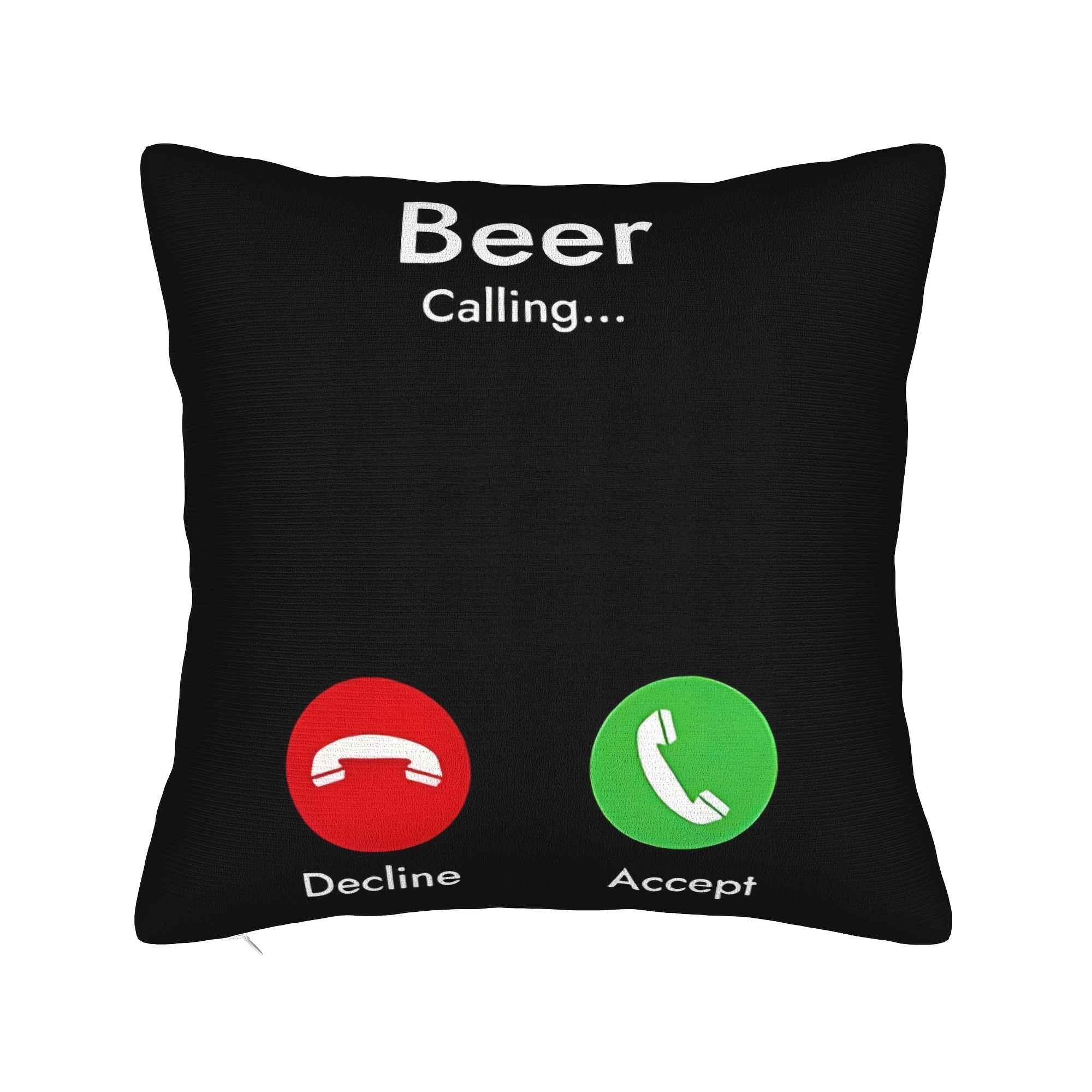 TEMU 1pc Humorous Beer Call Decorative Pillow-case, Soft And Durable Machine-washable Contemporary Design, Reject/accept Phone Icon, Zipper Close