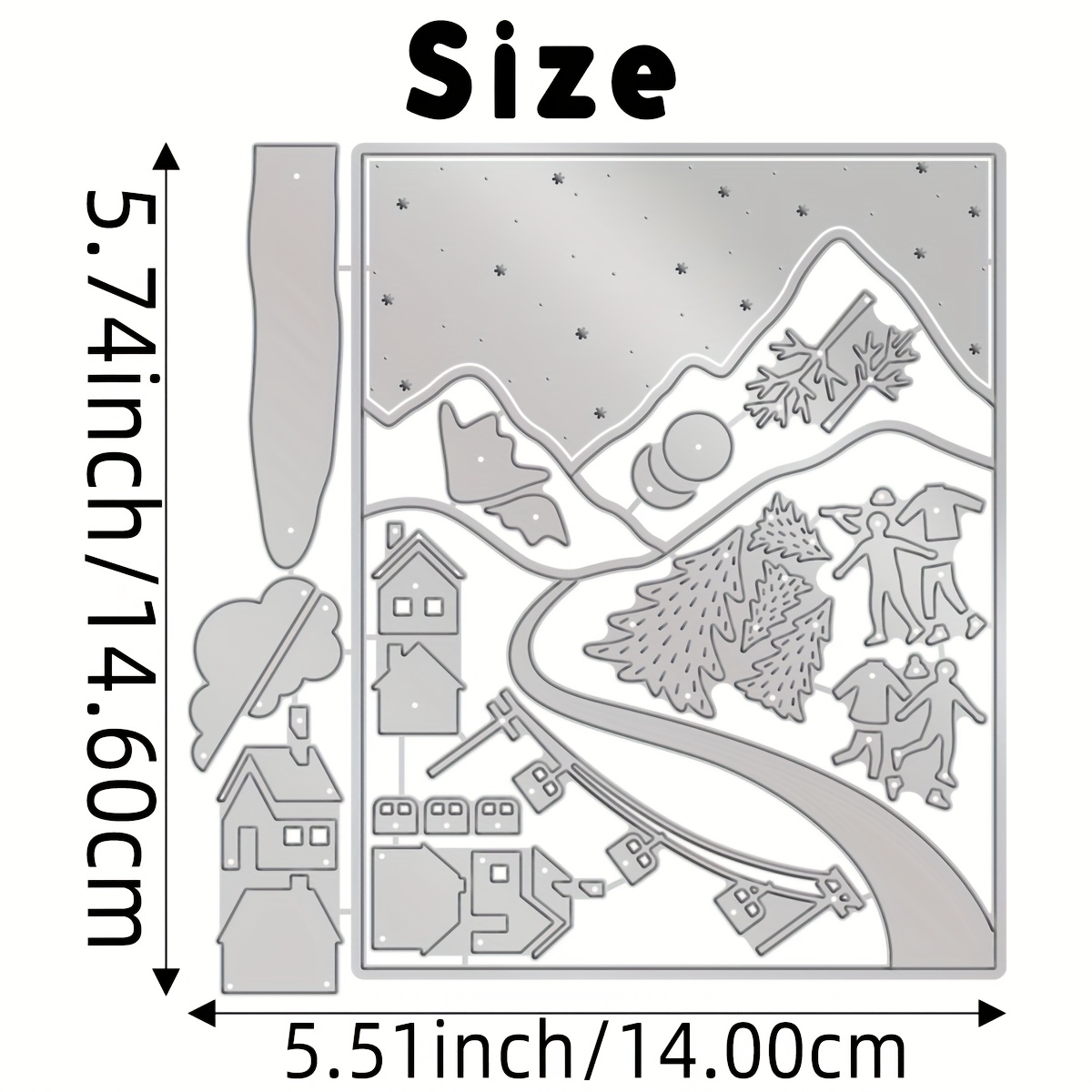 TEMU Metal Die-cutting Tools For Snowy Mountains And Village Scenes - Perfect For Scrapbooking And Handmade Holiday Decorations, Ideal For Greeting