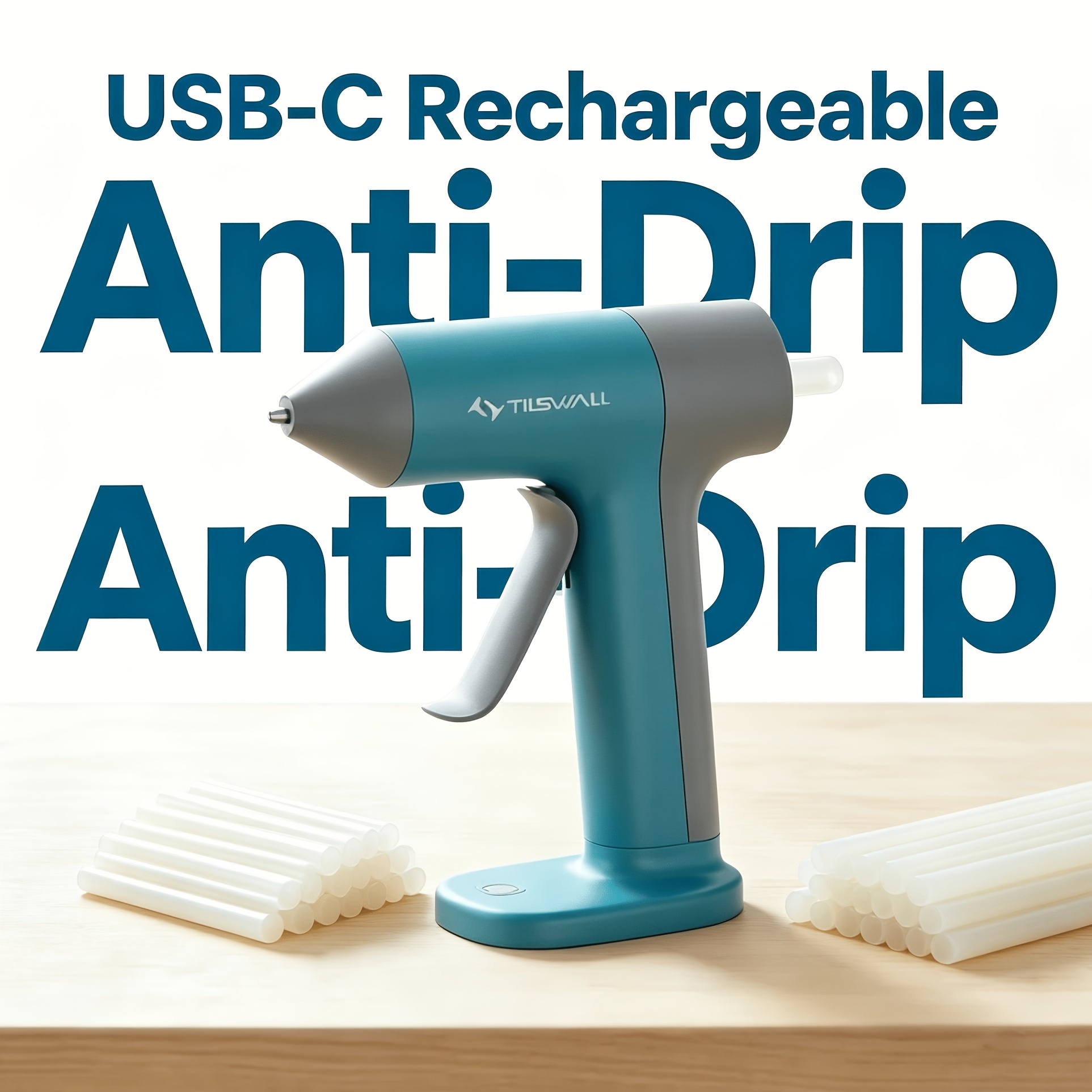 TEMU [valentine's Day Gift] | 30s Instant Heat Drip-proof Hot Glue Gun | Usb-c Cordless Hot Melt Glue Gun (20 Sticks) | Portable Fast Charging | For