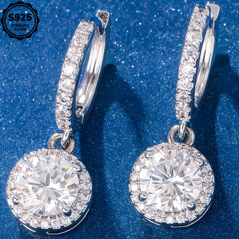 925 silver moissanite earrings ring earrings luxurious and elegant daily gift for wife mother girl birthday gift mothers day gift suitable for wedding and special occasions halloween thanksgiving christmas gift box included Product details 1