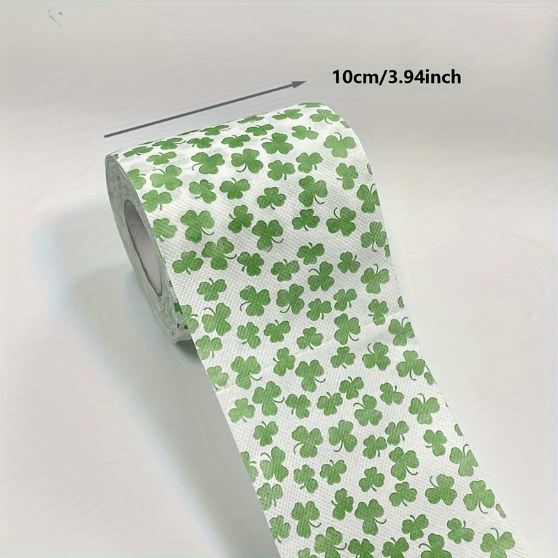 1 Roll Clover Pattern Toilet Paper - Natural Wood , No Bleach, 3-ply Multi-folded For Durability, Household Cleaning & Creative Gift Idea, Design, Soft Texture Paper