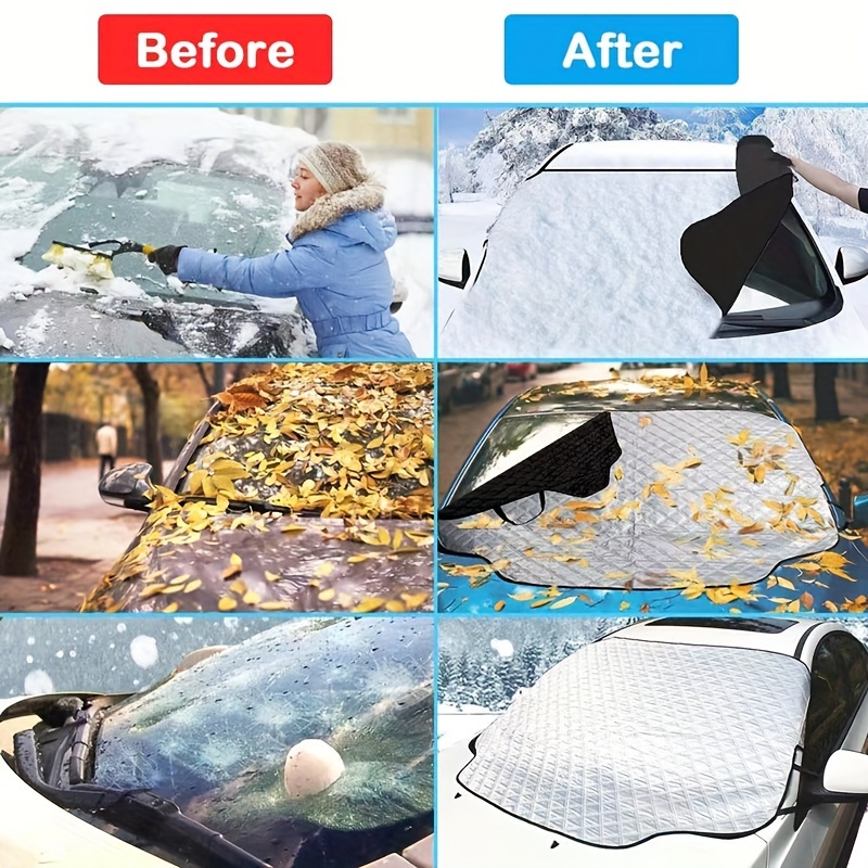 

Universal Fit Windshield For Cars, Trucks, Suvs - Protection Against Snow, Frost, Sun, Dust With Side Mirror Covers - Thickened Thermal Windscreen Guard, Storage Pouch Included