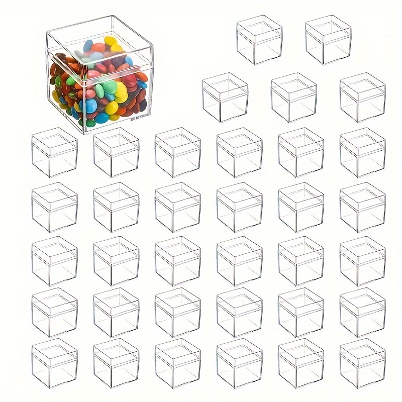 

12-pack Acrylic Transparent Cube Storage Boxes With Lids, Clear Square Containers For Candy, Snacks, Cosmetics, Jewelry, Party Favors, Classic Style Plastic Organizers