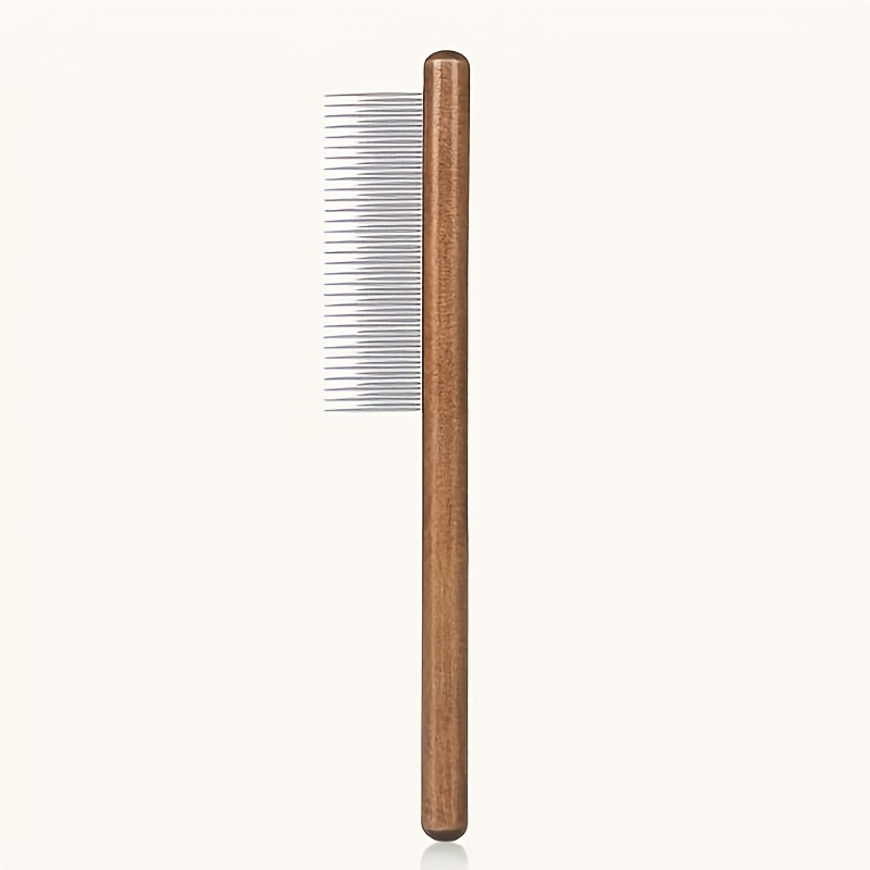 TEMU Lot de 3 peignes de toilettage pour chats et chiens - Dents en acier inoxydable, manche en bois, convient aux poils et courts, outil de