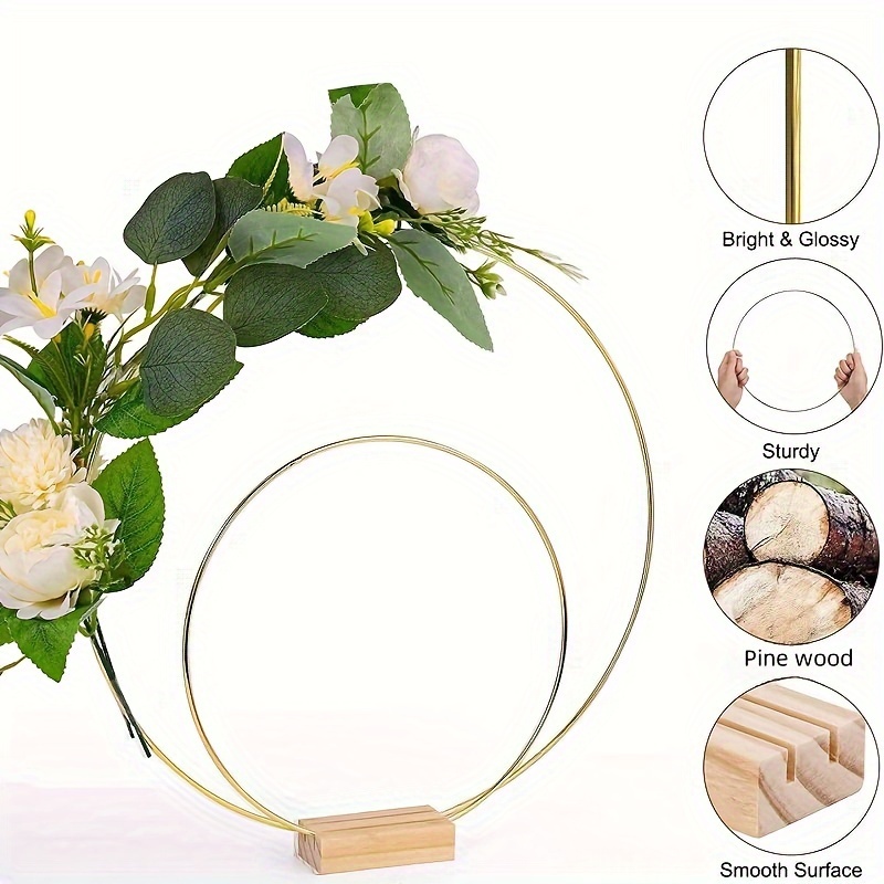 

5pcs Elegant Golden Metal Floral Hoops, 8/12 Inch - Centerpieces & Wreath Rings For Wedding And Home Decor, Smooth Base, Sturdy Construction